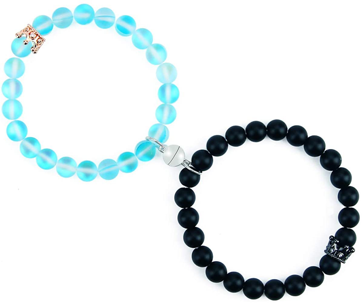 Fashion Crystal Frosted Stone Magnetic Crown Bracelet