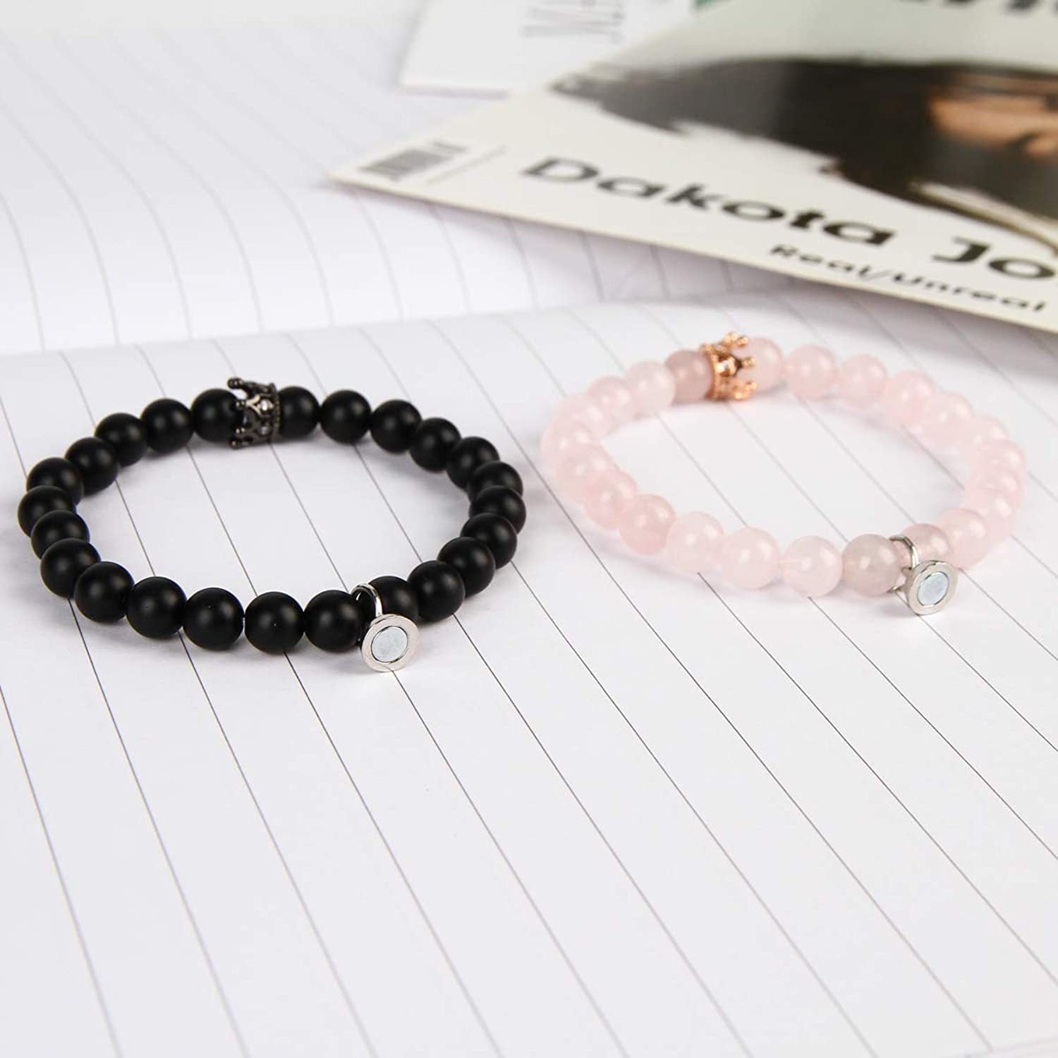 Fashion Crystal Frosted Stone Magnetic Crown Bracelet