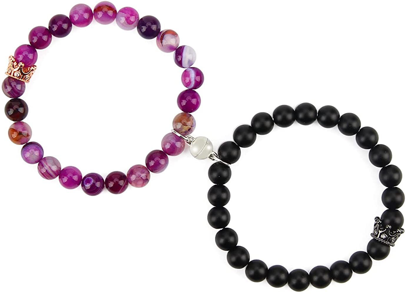 Fashion Crystal Frosted Stone Magnetic Crown Bracelet