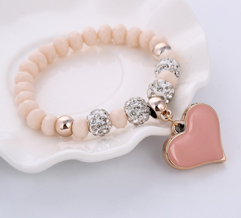 Heart-Shaped Crystal Bracelet