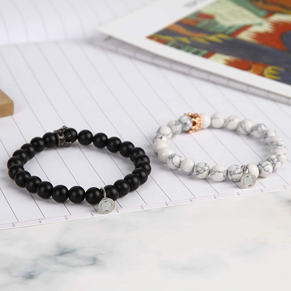 Fashion Crystal Frosted Stone Magnetic Crown Bracelet