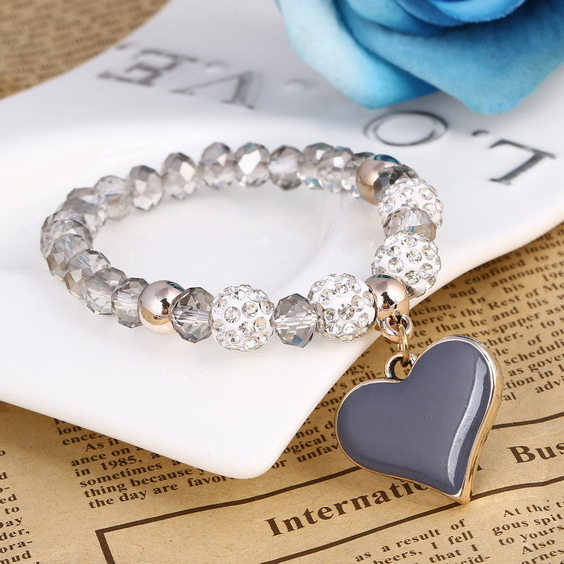 Heart-Shaped Crystal Bracelet