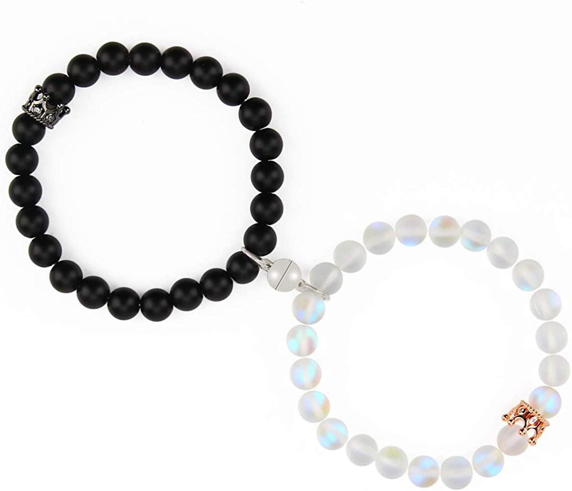 Fashion Crystal Frosted Stone Magnetic Crown Bracelet