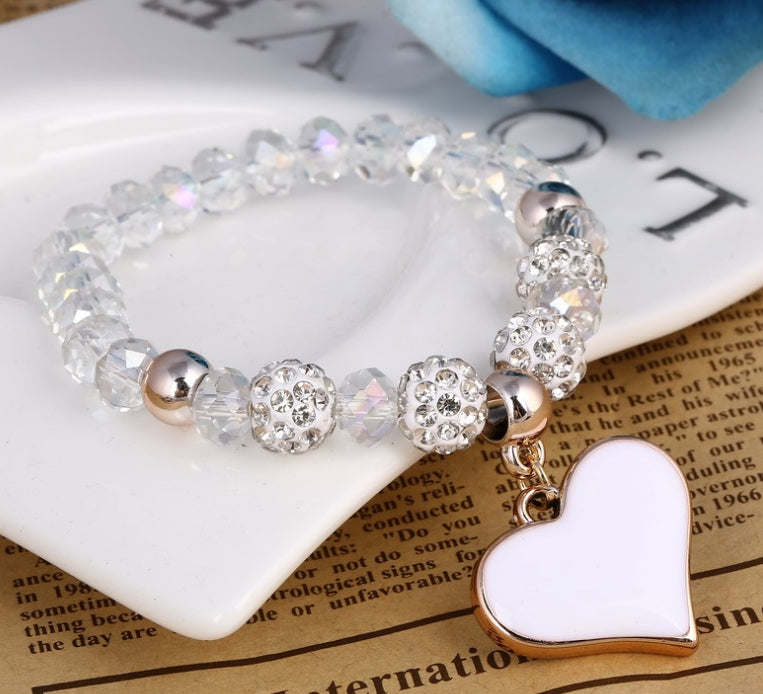 Heart-Shaped Crystal Bracelet