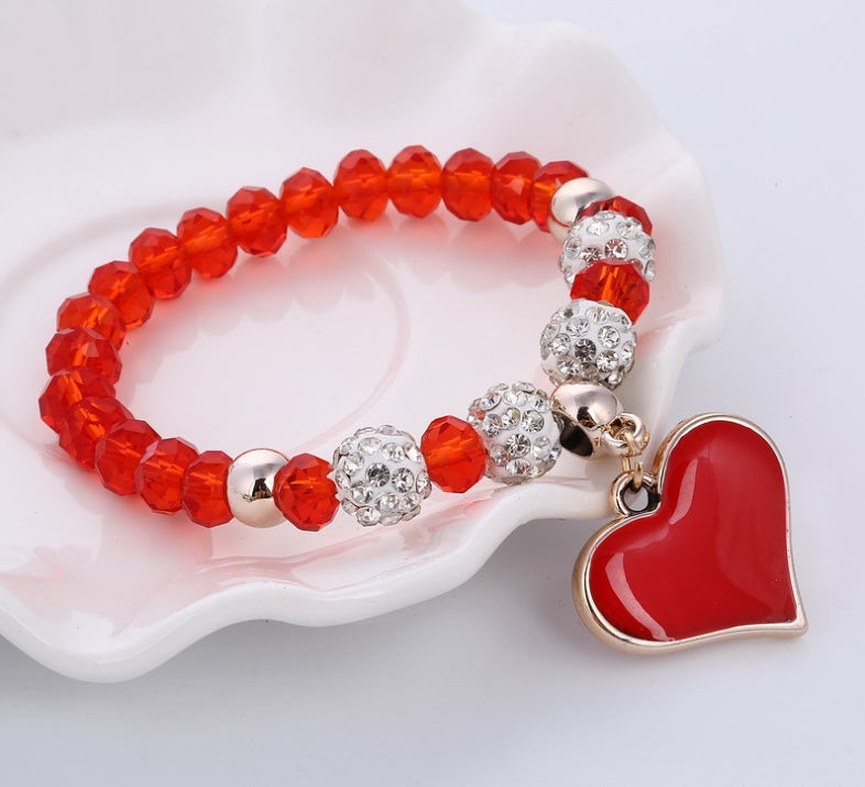 Heart-Shaped Crystal Bracelet