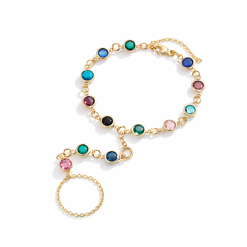 Petraux bohemian colorful crystal chain bracelet handcrafted natural beads